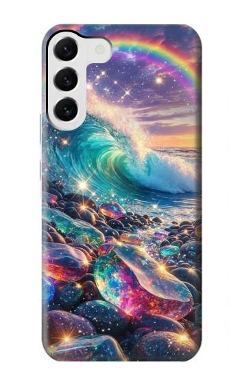 S4084 Vagues Arc-en-ciel Fantastiques Etui Coque Housse pour Samsung Galaxy S23 Plus