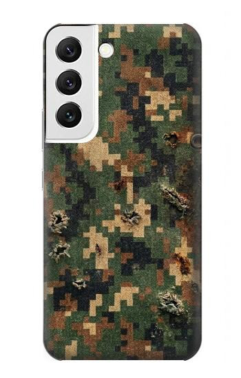 S4091 Motif Camouflage Numérique Vert Etui Coque Housse pour Samsung Galaxy S22