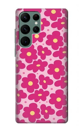 S4097 Motif Floral Rose Etui Coque Housse pour Samsung Galaxy S22 Ultra