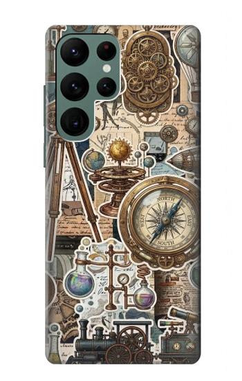 S4100 Collage Scientifique Vintage Etui Coque Housse pour Samsung Galaxy S22 Ultra