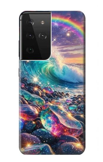S4084 Vagues Arc-en-ciel Fantastiques Etui Coque Housse pour Samsung Galaxy S21 Ultra 5G