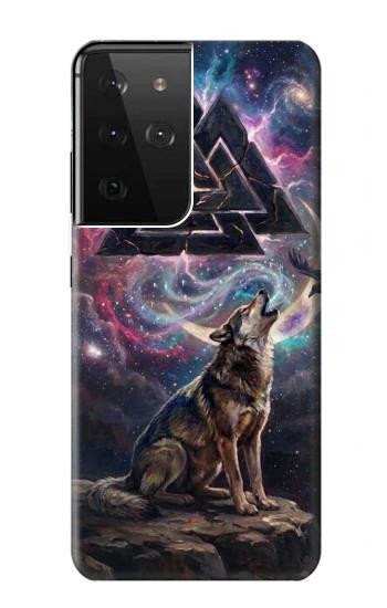 S4110 Loup et Symbole Ancien Etui Coque Housse pour Samsung Galaxy S21 Ultra 5G