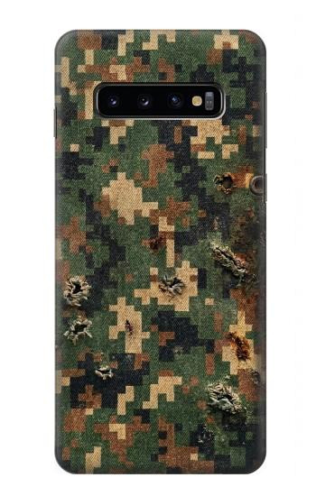 S4091 Motif Camouflage Numérique Vert Etui Coque Housse pour Samsung Galaxy S10