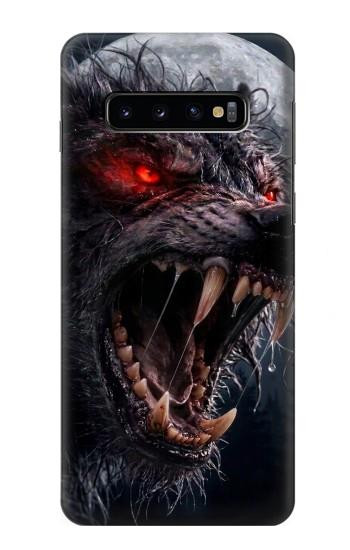 S4094 Loup au Clair de Lune Etui Coque Housse pour Samsung Galaxy S10