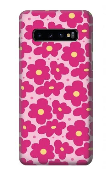 S4097 Motif Floral Rose Etui Coque Housse pour Samsung Galaxy S10