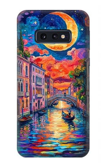 S4083 Venise Colorée au Clair de Lune Etui Coque Housse pour Samsung Galaxy S10e
