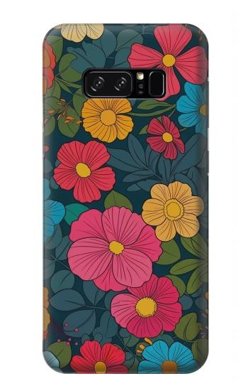 S4105 Motif Floral Coloré Etui Coque Housse pour Note 8 Samsung Galaxy Note8