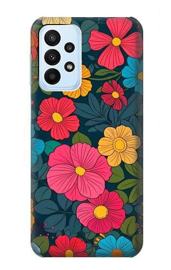 S4105 Motif Floral Coloré Etui Coque Housse pour Samsung Galaxy A23