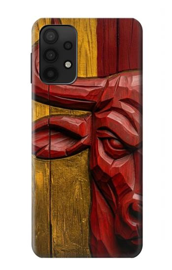 S4098 Art Taureau Espagnol Sculpté Etui Coque Housse pour Samsung Galaxy A32 5G