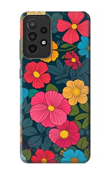 S4105 Motif Floral Coloré Etui Coque Housse pour Samsung Galaxy A52s 5G