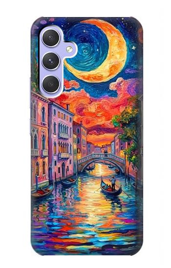 S4083 Venise Colorée au Clair de Lune Etui Coque Housse pour Samsung Galaxy A54 5G