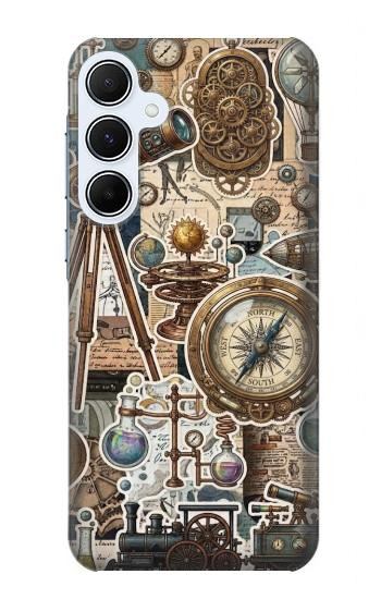 S4100 Collage Scientifique Vintage Etui Coque Housse pour Samsung Galaxy A55 5G