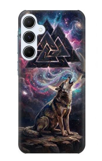 S4110 Loup et Symbole Ancien Etui Coque Housse pour Samsung Galaxy A55 5G