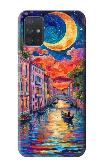 S4083 Venise Colorée au Clair de Lune Etui Coque Housse pour Samsung Galaxy A71 5G
