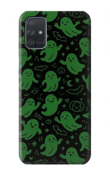 S4087 Motif Fantôme Vert Mignon Etui Coque Housse pour Samsung Galaxy A71 5G
