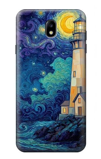 S4092 Phare au Clair de Lune Etui Coque Housse pour Samsung Galaxy J7 (2018), J7 Aero, J7 Top, J7 Aura, J7 Crown, J7 Refine, J7 Eon, J7 V 2nd Gen, J7 Star