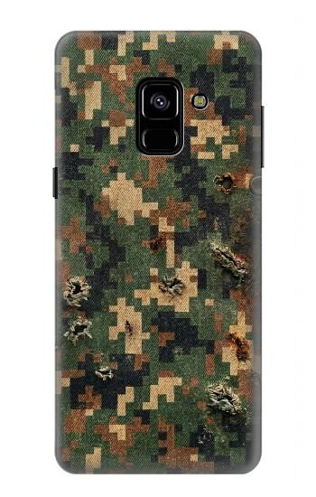 S4091 Motif Camouflage Numérique Vert Etui Coque Housse pour Samsung Galaxy A8 (2018)