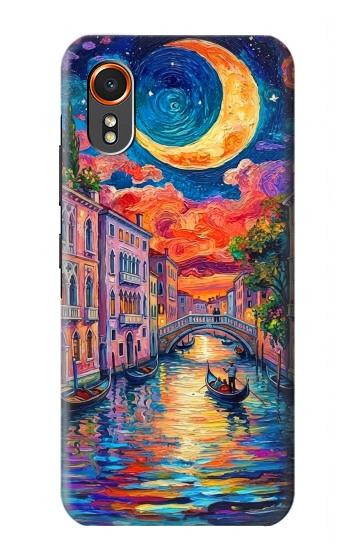 S4083 Venise Colorée au Clair de Lune Etui Coque Housse pour Samsung Galaxy XCover7