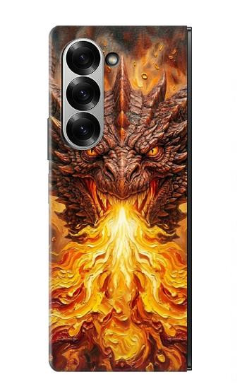 S4090 Dragon de Feu Fantastique Etui Coque Housse pour Samsung Galaxy Z Fold 6