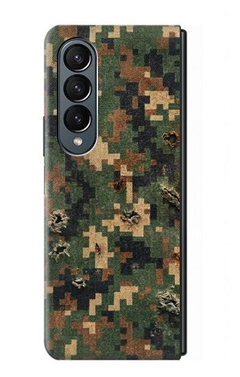 S4091 Motif Camouflage Numérique Vert Etui Coque Housse pour Samsung Galaxy Z Fold 4