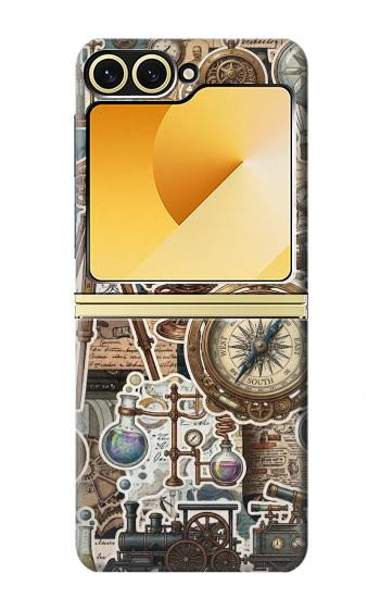 S4100 Collage Scientifique Vintage Etui Coque Housse pour Samsung Galaxy Z Flip 6, Flip 7 FE