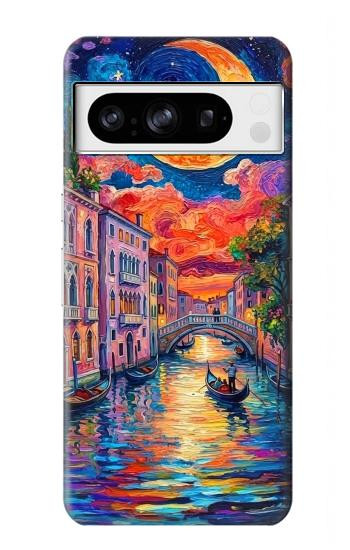 S4083 Venise Colorée au Clair de Lune Etui Coque Housse pour Google Pixel 8 pro