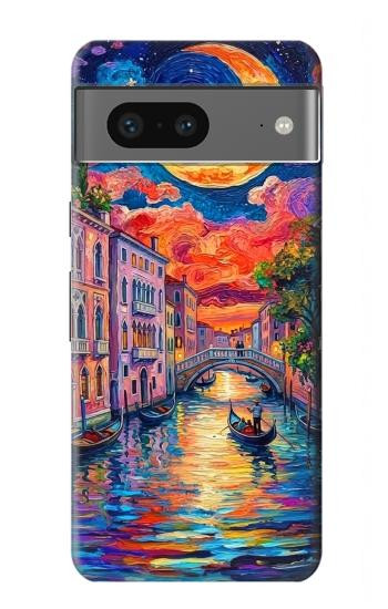 S4083 Venise Colorée au Clair de Lune Etui Coque Housse pour Google Pixel 7