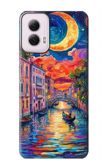 S4083 Venise Colorée au Clair de Lune Etui Coque Housse pour Motorola Moto G Power 5G (2024)