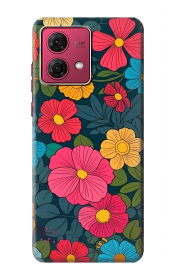 S4105 Motif Floral Coloré Etui Coque Housse pour Motorola Moto G84