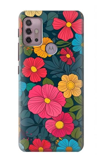 S4105 Motif Floral Coloré Etui Coque Housse pour Motorola Moto G30, G20, G10