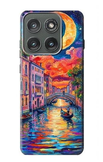 S4083 Venise Colorée au Clair de Lune Etui Coque Housse pour Motorola Edge (2025)