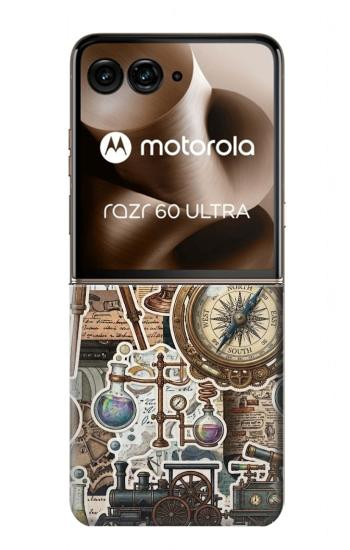 S4100 Collage Scientifique Vintage Etui Coque Housse pour Motorola Razr 70 Ultra, 60 Ultra, 50 Ultra, Ultra 2026, Ultra 2025