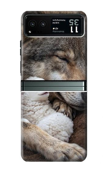 S4089 Loup et Agneau Amicaux Etui Coque Housse pour Motorola Razr 40