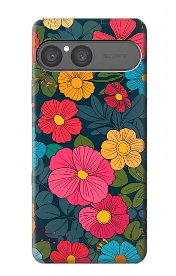 S4105 Motif Floral Coloré Etui Coque Housse pour Sony Xperia 10 VII