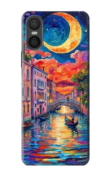 S4083 Venise Colorée au Clair de Lune Etui Coque Housse pour Sony Xperia 10 VI