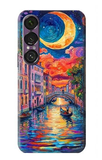 S4083 Venise Colorée au Clair de Lune Etui Coque Housse pour Sony Xperia 1 VII