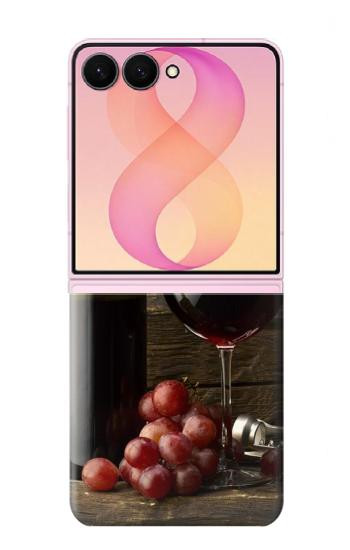 S1316 Raisins Bouteille et un verre de vin rouge Etui Coque Housse pour Samsung Galaxy Z Flip 8