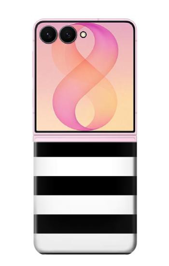 S1596 Noir et blanc rayé Etui Coque Housse pour Samsung Galaxy Z Flip 8