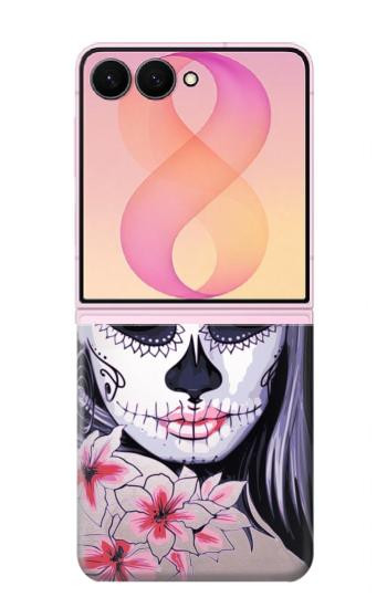 S3821 Sugar Skull Steampunk Fille Gothique Etui Coque Housse pour Samsung Galaxy Z Flip 8