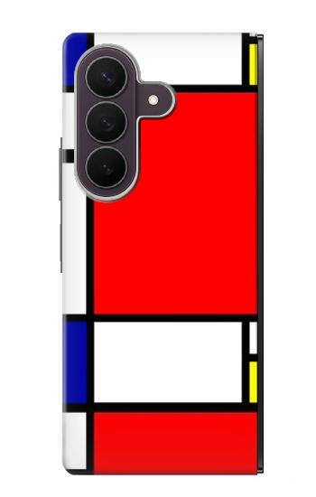 S0157 Composition Rouge Bleu Jaune Etui Coque Housse pour Samsung Galaxy Z Fold 8 Ultra