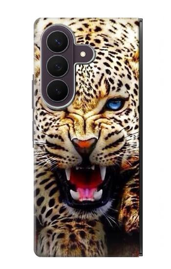 S1932 Bleu yeux Léopard Etui Coque Housse pour Samsung Galaxy Z Fold 8 Ultra