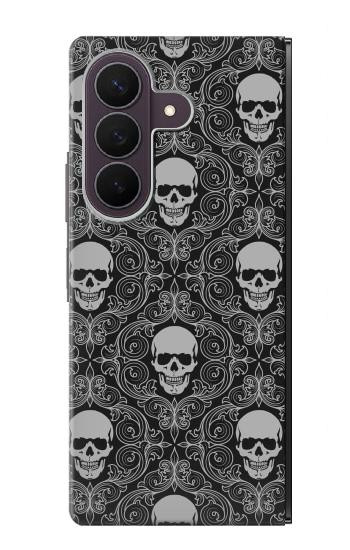 S2371 Crâne Motif monochrome Millésime Etui Coque Housse pour Samsung Galaxy Z Fold 8 Ultra