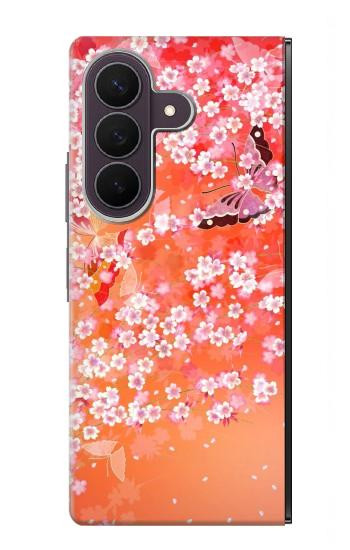 S2543 Motif japonais Kimono fleur de style Etui Coque Housse pour Samsung Galaxy Z Fold 8 Ultra