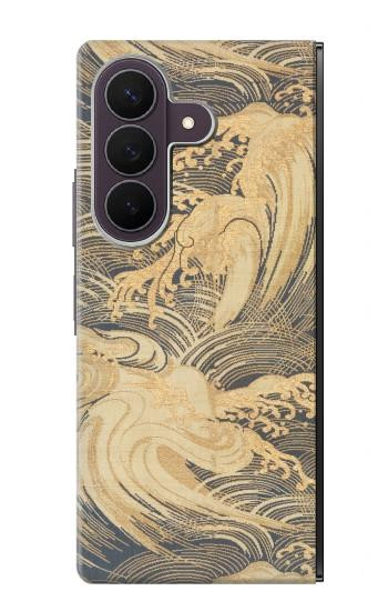 S2680 Japon Art Obi avec des vagues stylisées Etui Coque Housse pour Samsung Galaxy Z Fold 8 Ultra