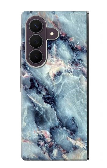 S2689 Bleu Marbre Texture Imprimé graphique Etui Coque Housse pour Samsung Galaxy Z Fold 8 Ultra