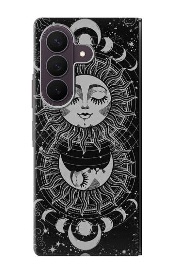 S3854 Visage de soleil mystique Croissant de lune Etui Coque Housse pour Samsung Galaxy Z Fold 8 Ultra