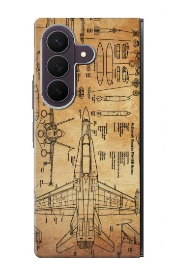 S3868 Plan d'avion vieux papier Etui Coque Housse pour Samsung Galaxy Z Fold 8 Ultra