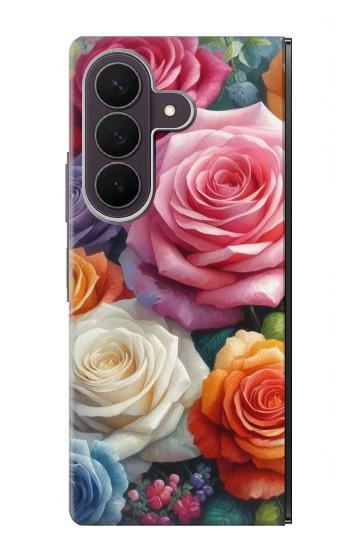S3975 Peinture de roses colorées Etui Coque Housse pour Samsung Galaxy Z Fold 8 Ultra