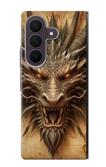 S3981 Vieille carte avec tête de dragon Etui Coque Housse pour Samsung Galaxy Z Fold 8 Ultra