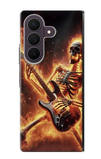 S3984 Squelette de feu jouant de la guitare Etui Coque Housse pour Samsung Galaxy Z Fold 8 Ultra